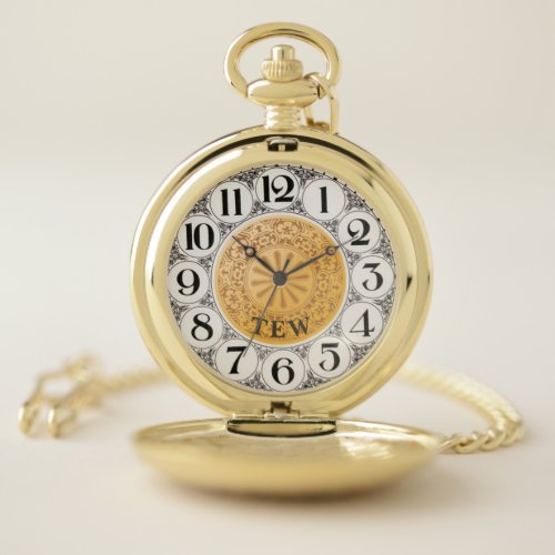 Mens Vintage Antique Style Monogram Large Numeral Pocket Watch