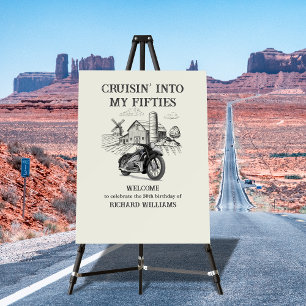 Men's Vintage Barn Motorbike Cruising 50th Birthda Foam Board