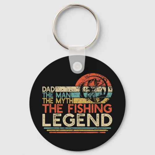 Mens Vintage Bass Fishing Dad Man The Myth The Leg Keychain
