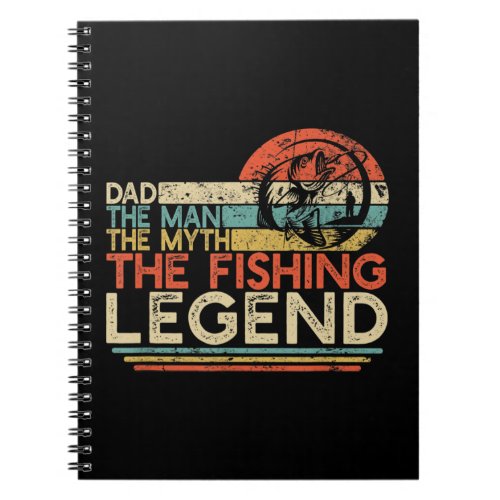 Mens Vintage Bass Fishing Dad Man The Myth The Leg Notebook