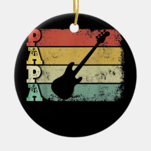 Mens Vintage Bass Guitar Papa Bassist Musician Ceramic Ornament