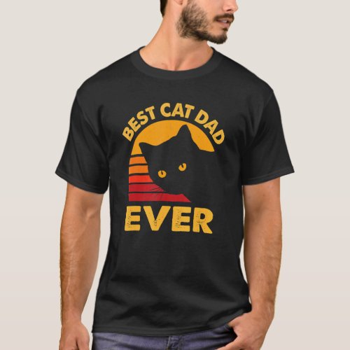 Mens Vintage Best Cat Dad Ever Fathers Day Men Di T_Shirt