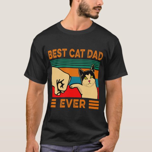 Mens Vintage Best Cat Dad Ever Fist Bump  T_Shirt