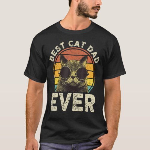 Mens Vintage Best Cat Dad Ever Funny Cat Dad Cat L T_Shirt