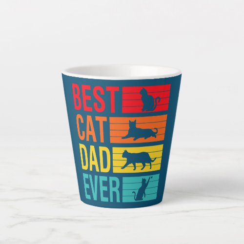 Mens Vintage Best Cat Dad Ever Retro Fathers Day Latte Mug