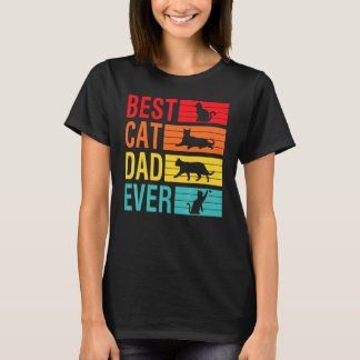 Mens Vintage Best Cat Dad Ever Retro Father's Day  T-Shirt
