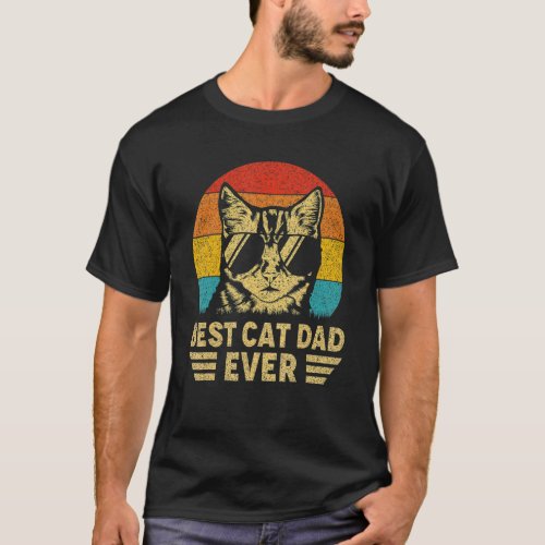 Mens Vintage Best Cat Dad Ever Retro Fathers Day   T_Shirt