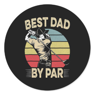 Mens Vintage Best Dad By Par Father's Day Golfing Classic Round Sticker