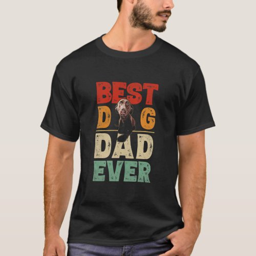 Mens Vintage Best Dog Dad Ever Funny Black Lab T_Shirt