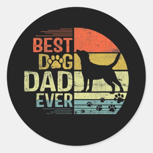 Mens Vintage Best Dog Dad Ever Funny Labrador Dog Classic Round Sticker