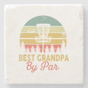 Mens Vintage Best Grandpa By Disc Golf Dad Fat Stone Coaster
