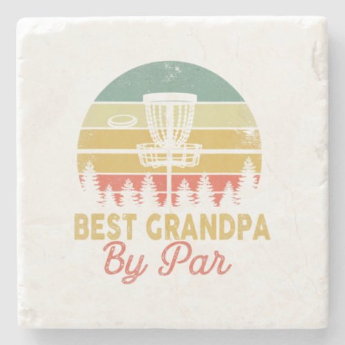 Mens Vintage Best Grandpa By Disc Golf Dad Fat Stone Coaster