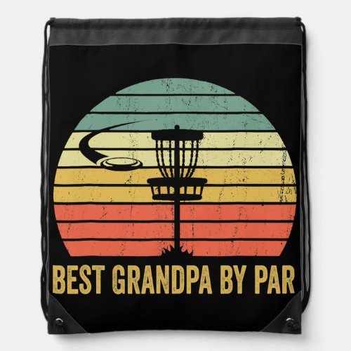 Mens Vintage Best Grandpa By Par Disc Golf Gift Drawstring Bag