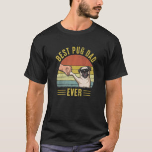 Mens Vintage Best Pug Dad Ever Fist Bump Pug Dog T-Shirt
