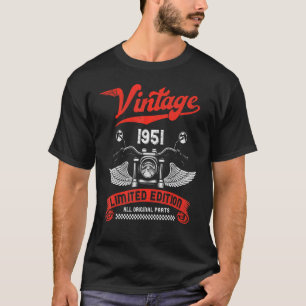 Mens Vintage Biker Birthday Born 1951 Classic Moto T-Shirt