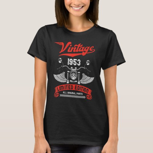 Mens Vintage Biker Birthday Born 1953 Classic Moto T_Shirt