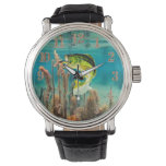 Men&#39;s Vintage Black Leather Strap Bass Watch at Zazzle