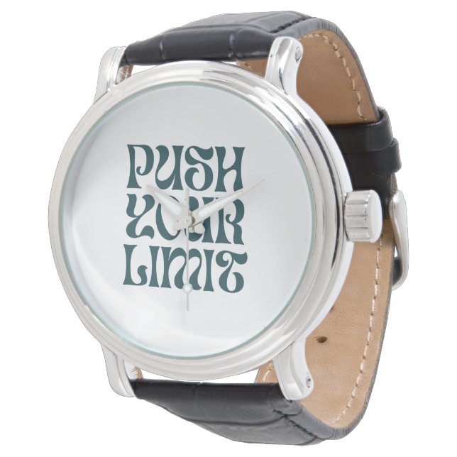 Men's Vintage Black Leather Strap Watch (Angled)