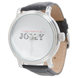 Men's Vintage Black Leather Strap Watch