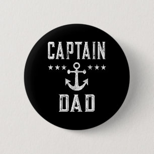 Mens Vintage Captain Dad Lake Boating Father's Day Button