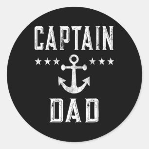 Mens Vintage Captain Dad Lake Boating Father's Day Classic Round Sticker