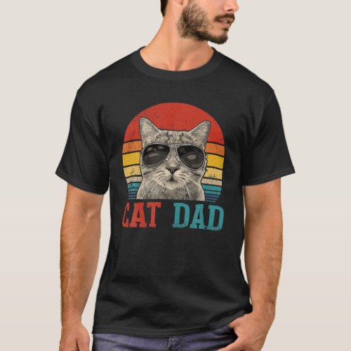 Mens Vintage Cat Dad Best Cat Dad Ever Meowica Dad T_Shirt