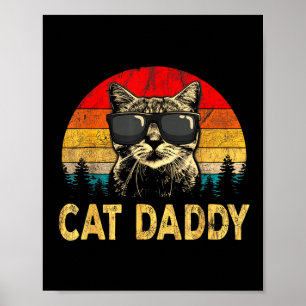 Mens Vintage Cat Daddy Fun Cat Lover Gift Cat Dad Poster