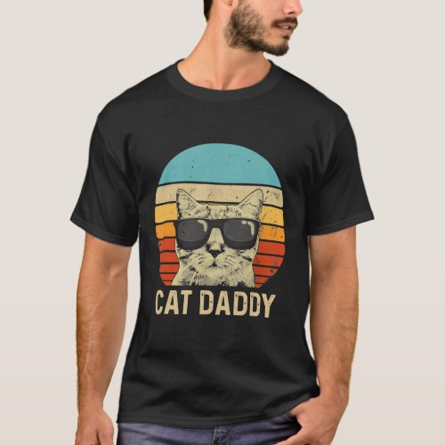 Mens Vintage Cat Daddy Funny Cat Lover Gift Cat T_Shirt