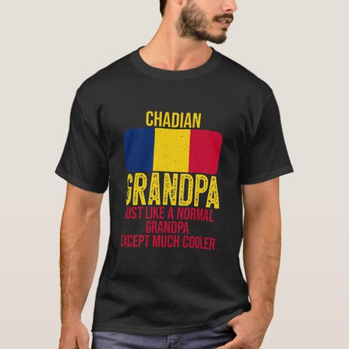 Mens Vintage Chadian Grandpa Chad Flag for T_Shirt