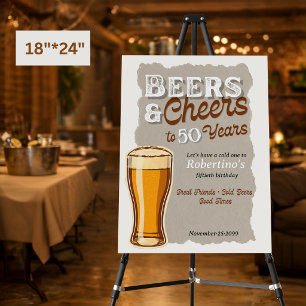 Men's Vintage Cheers & Beers Glass 50th Birthday Foam Board