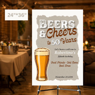 Men's Vintage Cheers & Beers Glass 50th Birthday Foam Board