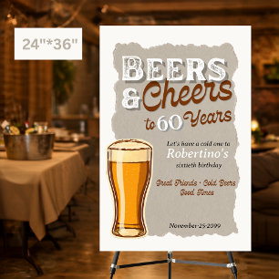 Men's Vintage Cheers & Beers Glass 60th Birthday Foam Board