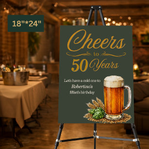 Men's Vintage Cheers To Years Beers 50th Birthday Foam Board