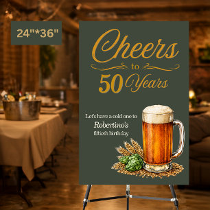 Men's Vintage Cheers To Years Beers 50th Birthday Foam Board