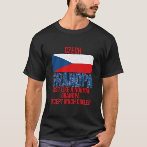 Mens Vintage Czech Grandpa Czech Republic Flag T_Shirt