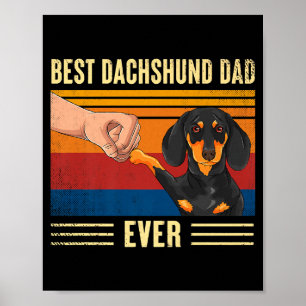 Mens Vintage Dachshund Dad Ever Fist Bump Dog Poster