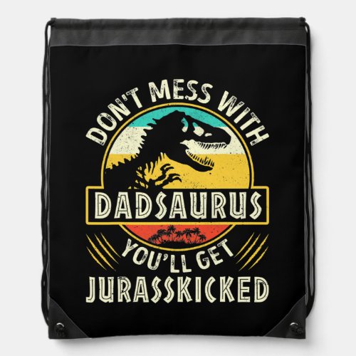 Mens Vintage Dinosaurs Dad Rex Saurus Family Drawstring Bag