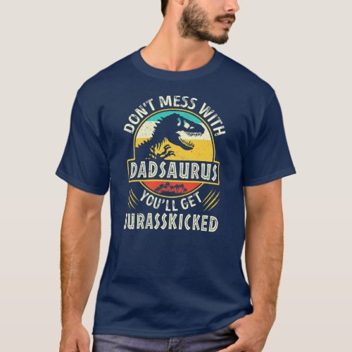 Mens Vintage Dinosaurs Dad Rex Saurus Family T_Shirt