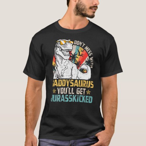 Mens Vintage Dinosaurs Daddy Rex Saurus Family Mat T_Shirt