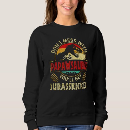 Mens Vintage Dinosaurs Papaw Rex Saurus Family Mat Sweatshirt