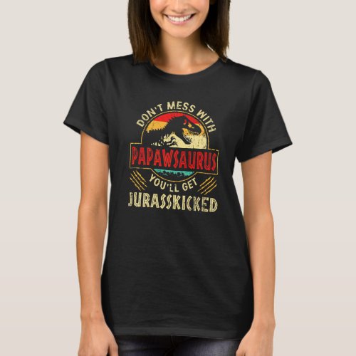 Mens Vintage Dinosaurs Papaw Rex Saurus Family Mat T_Shirt