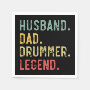 Mens Vintage Gift Shirt Husband Dad Drummer Legend Napkins