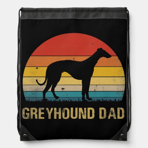 Mens Vintage Greyhound Dad Fathers Day Funny Dog Drawstring Bag