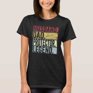 Mens Vintage Husband Dad Protector Legend Fathers T-Shirt