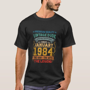 Mens Vintage January 1984 Awesome 40th Birthday 40 T-Shirt