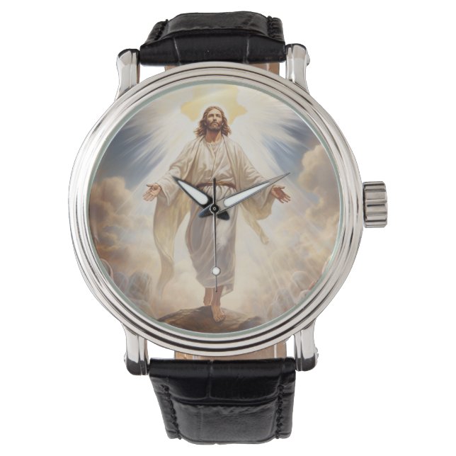 Men's Vintage Leather Watch-Jesus Watch (Front)