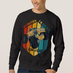 Mens Vintage Monster Truck Are My Jam Retro Sunset Sweatshirt