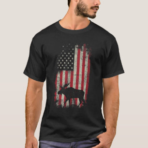 Mens Vintage Moose 4th Of July Patriotic Usa Ameri T-Shirt