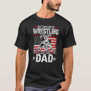 Mens Vintage My Favorite Wrestling Player Calls Me T-Shirt