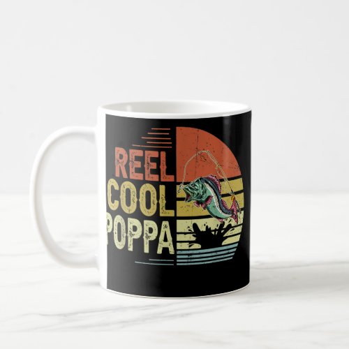 Mens Vintage Poppa Reel Cool Poppa Fisherman Coffee Mug